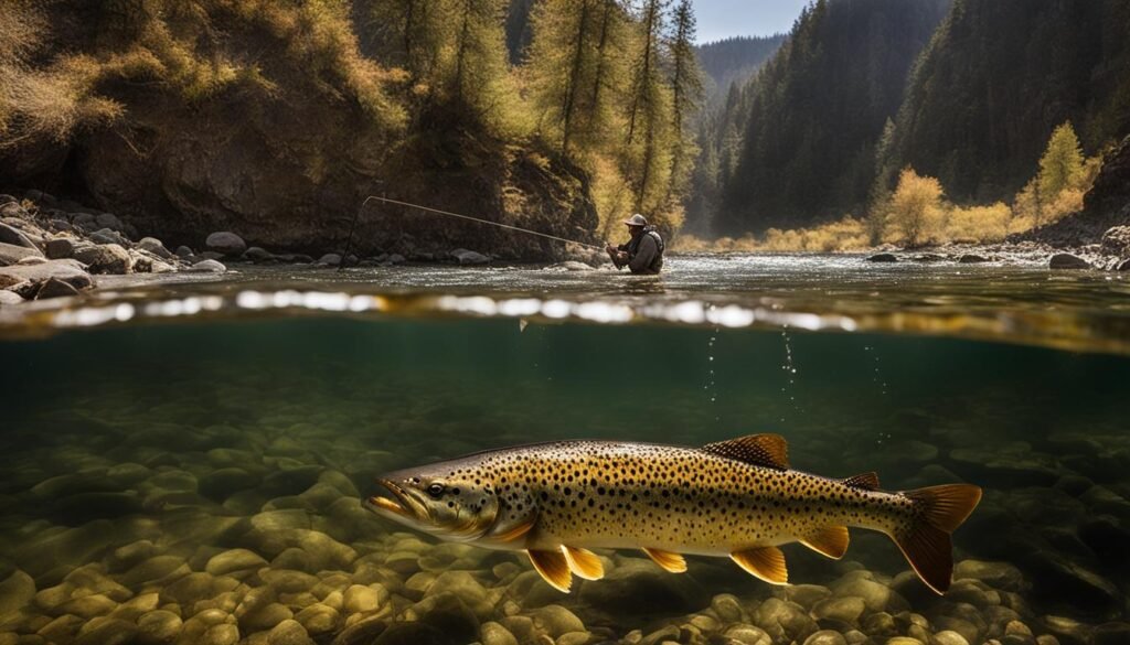 Fly fishing for brown trout