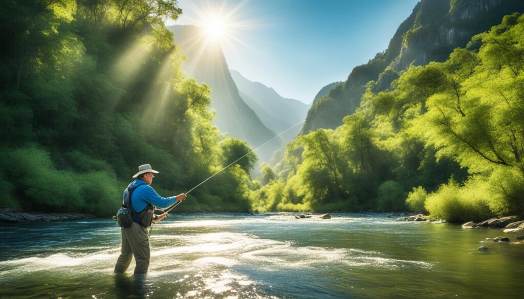 Fishing in the bright of day